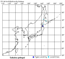 Distribution of crab Sakaina yokoyai